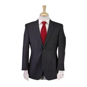 Paul Stuart Gray w/ Brown Stripes Wool Fleece 2-Btn Suit 36S
